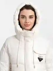 Молочный куртка женская, весна, осень демисезон, стеганная, с капюшоном