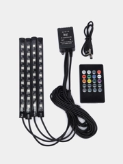 Светодиодная лента / подсветка ног и салона авто. Bluetooth, пульт, USB, прикуриватель