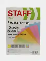 Бумага цветная, пастель, 100 листов, 5 цветов