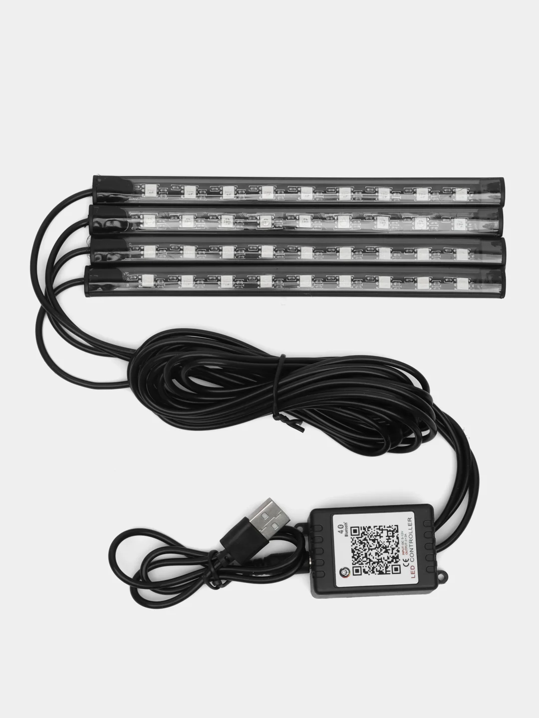 Хром светодиодная лента / подсветка ног и салона авто. Bluetooth, пульт, USB, прикуриватель