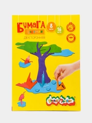 Бумага цветная двусторонняя А4, 16 листов, 8 цветов Каляка-Маляка