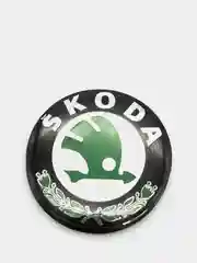 Бирюзовый наклейки на диски, колпаки Skoda сферические, изогнутые, 56-65 мм, 4 штуки