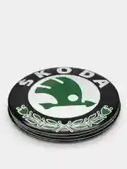 Бирюзовый наклейки на диски, колпаки Skoda сферические, изогнутые, 56-65 мм, 4 штуки