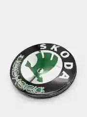 Бирюзовый наклейки на диски, колпаки Skoda сферические, изогнутые, 56-65 мм, 4 штуки