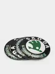 Бирюзовый наклейки на диски, колпаки Skoda сферические, изогнутые, 56-65 мм, 4 штуки