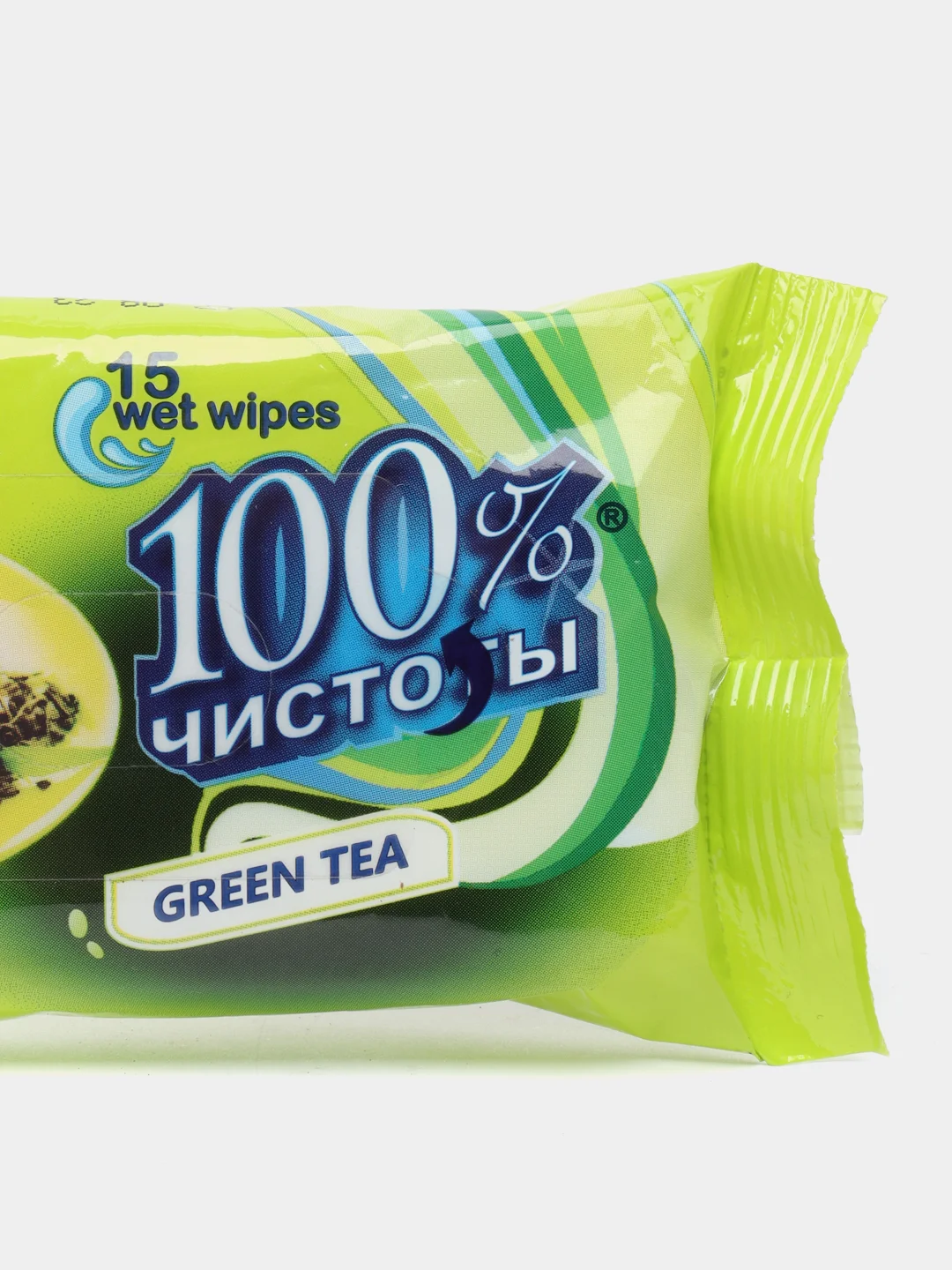 Салфетки влажные ТМ 100% Чистоты с ароматом зеленого чая (15 салфеток)