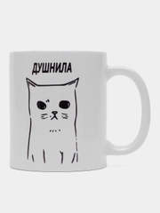 Кружка с принтом "Душнила кот", белая керамика, 330 мл
