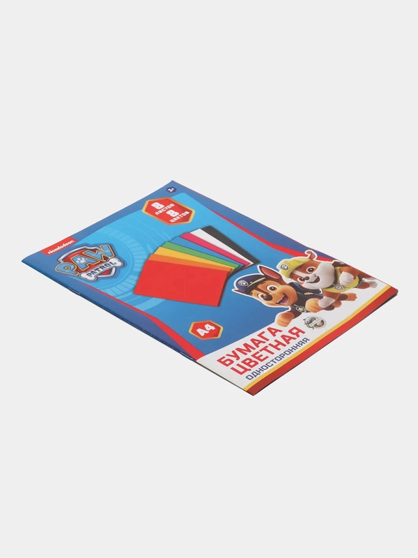 Бумага цветная односторонняя А4, 8 л, 8 цв, PAW PATROL