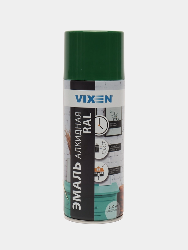 Эмаль аэрозоль, универсальная, алкидная, VIXEN, RAL 6002, темно-зеленая, 520 мл