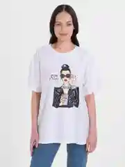 Белый футболка женская, с принтом