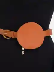 Карамельный женский ремень с поясной сумкой