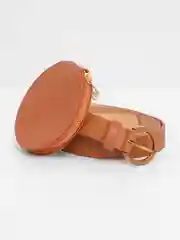 Карамельный женский ремень с поясной сумкой