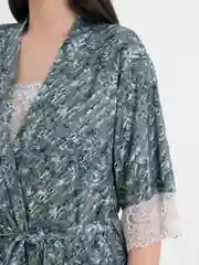 Зеленый сорочка и халат, комплект женский, Lilians
