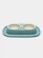 Голубой миска двойная на поддоне SOFT TOUCH 2х0,23л