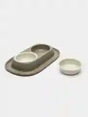Бежевый меланж миска двойная на поддоне SOFT TOUCH 2х0,23л