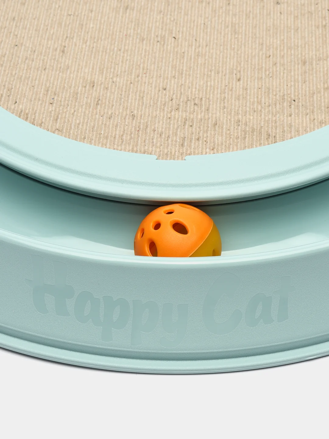 Небесно-голубой когтеточка-игрушка интерактивная для кошек HAPPYCAT с шариком