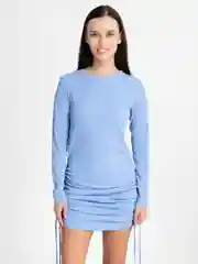 Голубой платье женское, повседневное, весеннее,лапша