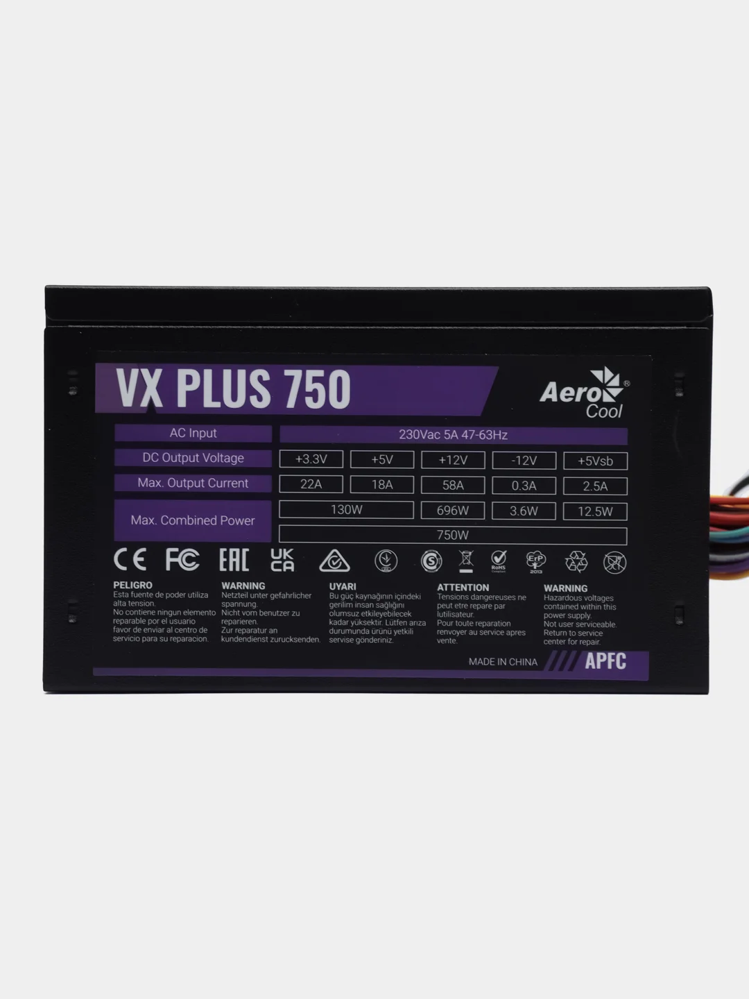 Блок питания Aerocool VX PLUS 750W, 750Вт, 120мм, черный
