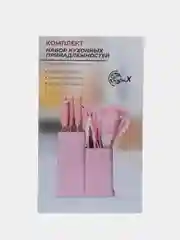 Черный набор кухонных ножей и принадлежностей, 19 шт половники, лопатки,шумовки, венчики