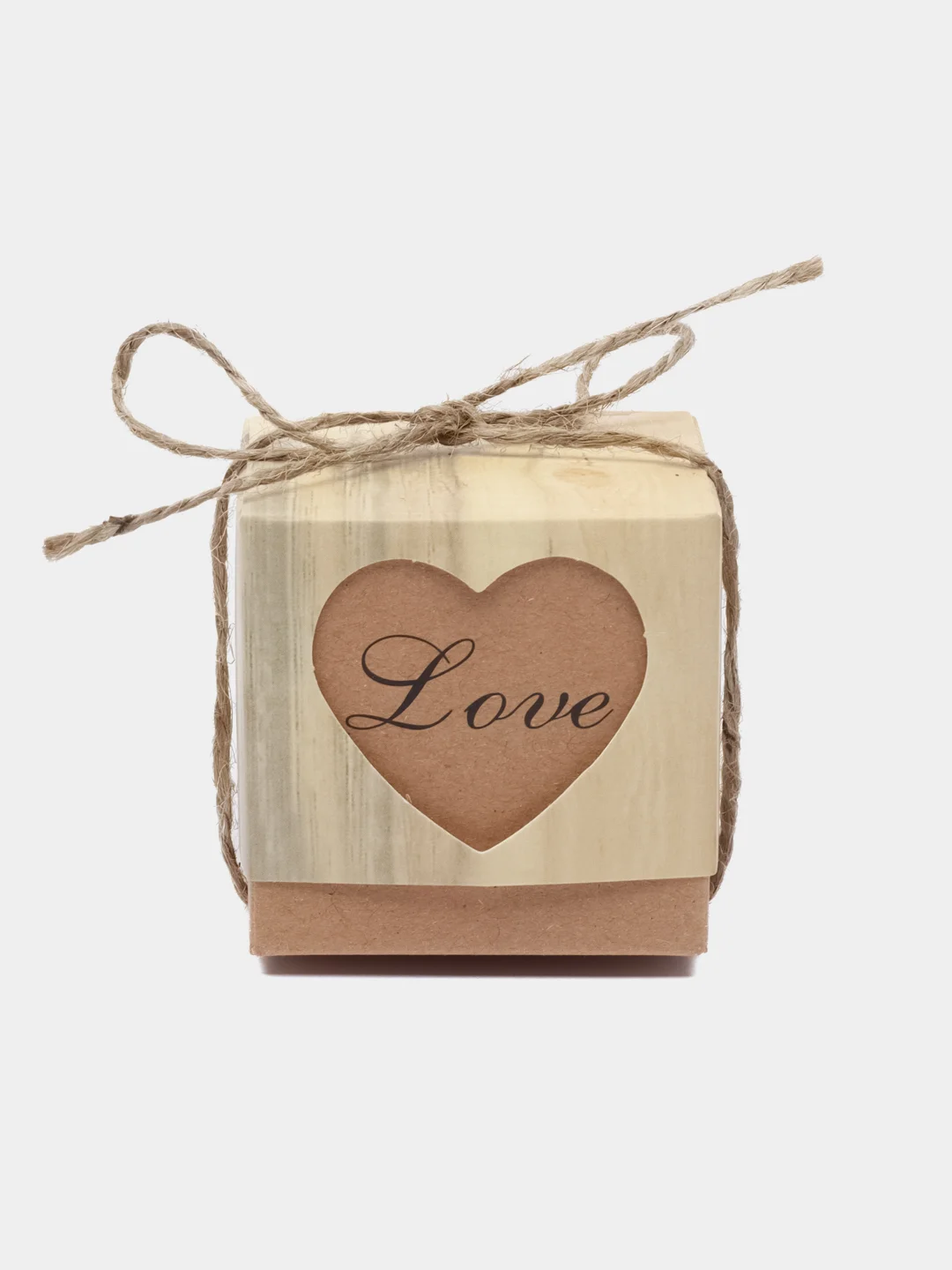 Бежевый меланж коробка для подарков и украшений "Love"