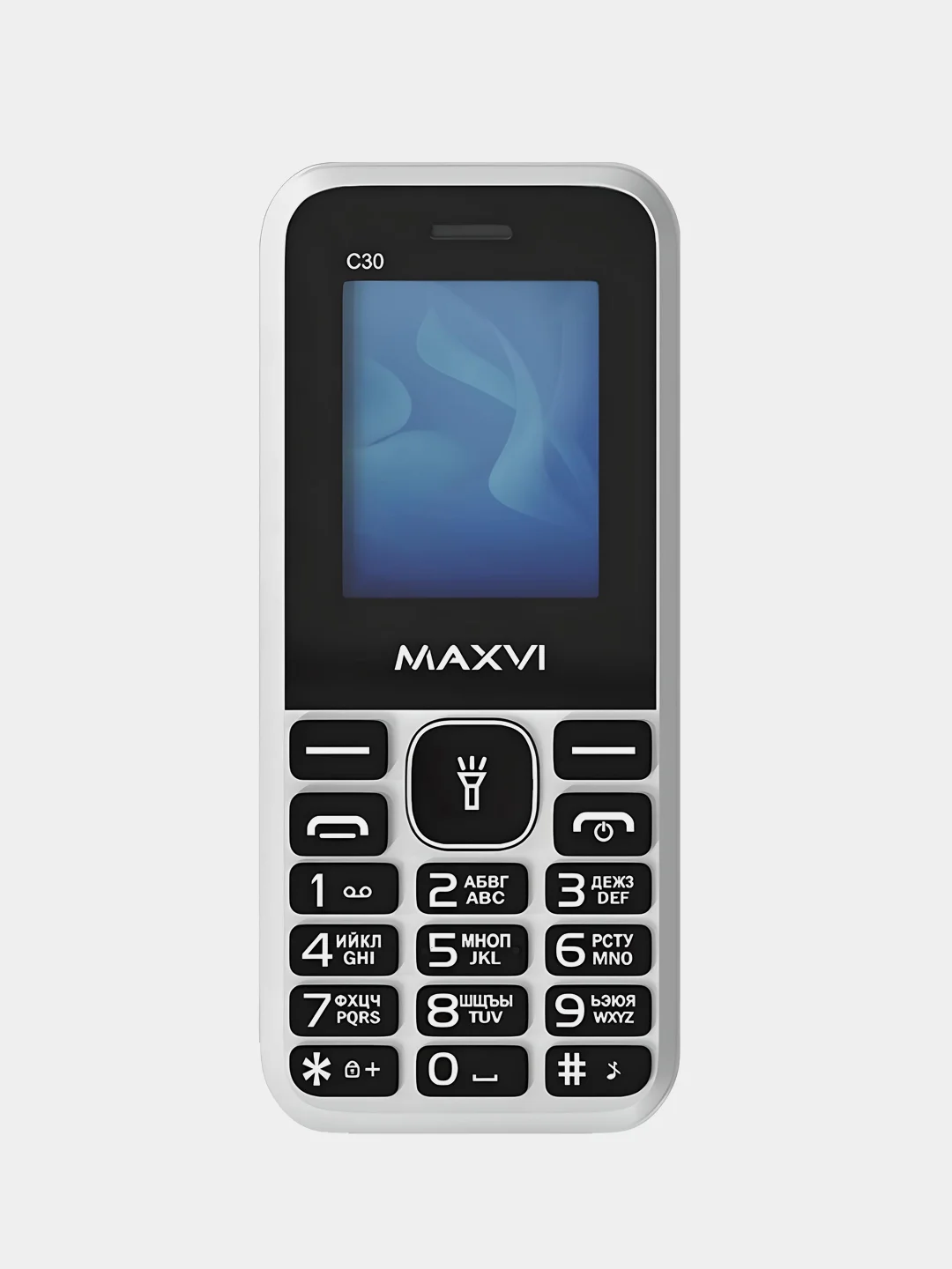 Белый кнопочный телефон Maxvi C30, БЕЗ КАМЕРЫ, БЕЗ СЗУ, ЕМКОСТЬ АКБ 600мАч