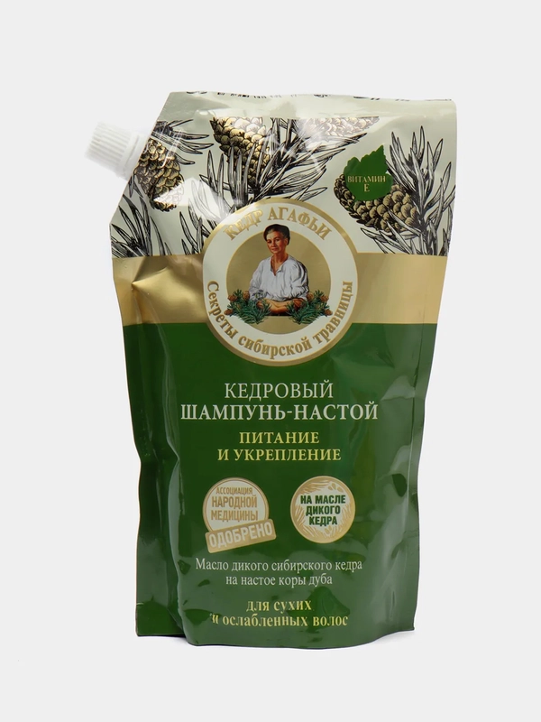 Шампунь-настой Рецепты Бабушки Агафьи "Питание и укрепление. Кедровый", 500 мл, дой-пак