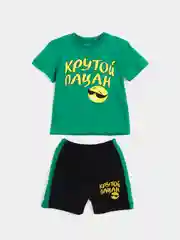 Голубой костюм для мальчика, шорты и футболка "Крутой пацан"