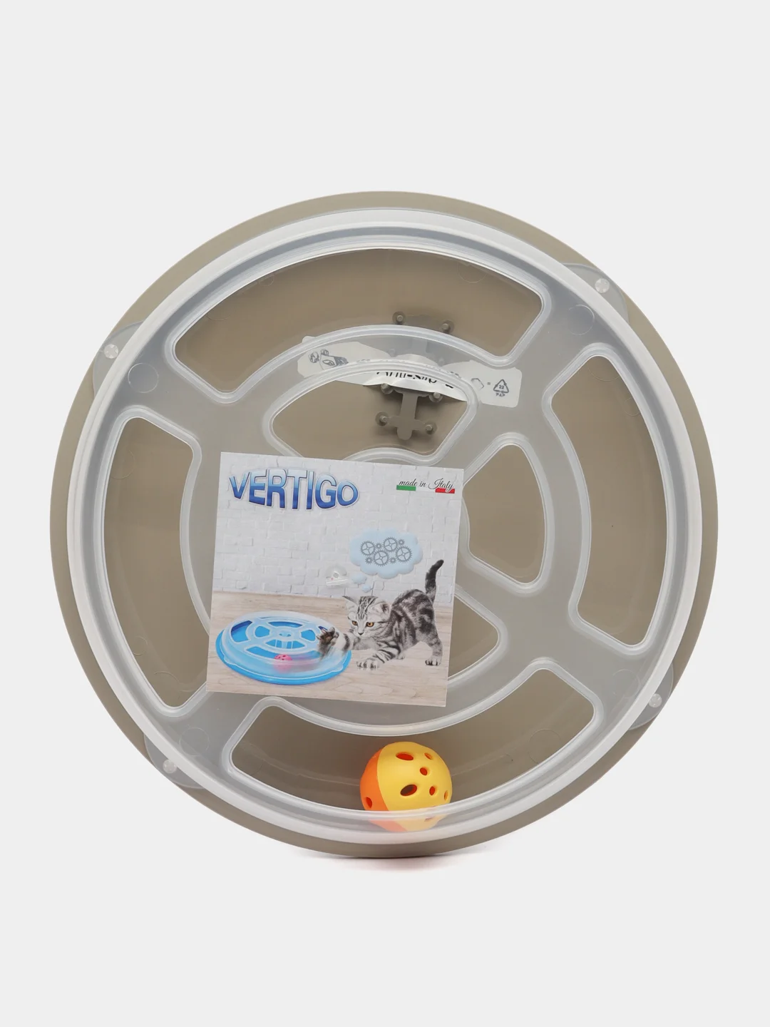 Бежевый меланж игрушка для кошек интерактивная VERTIGO с шариком