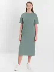 Приглушённый хаки платье женское однотонное, длинное