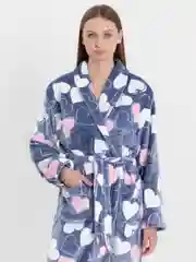 Небесно-голубой халат женский, теплый