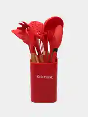 Красный набор кухонных принадлежностей Кукмара, кухонный набор на подставке