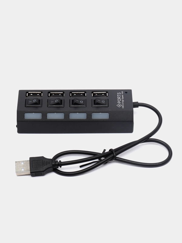 USB HUB 2.0 хаб на 4 порта с кнопками включения и выключения usb разветвитель