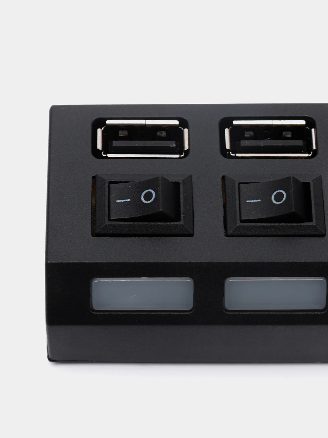 Черный usb HUB 2.0 хаб на 4 порта с кнопками включения и выключения usb разветвитель