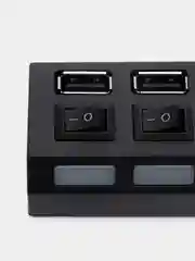 Черный usb HUB 2.0 хаб на 4 порта с кнопками включения и выключения usb разветвитель