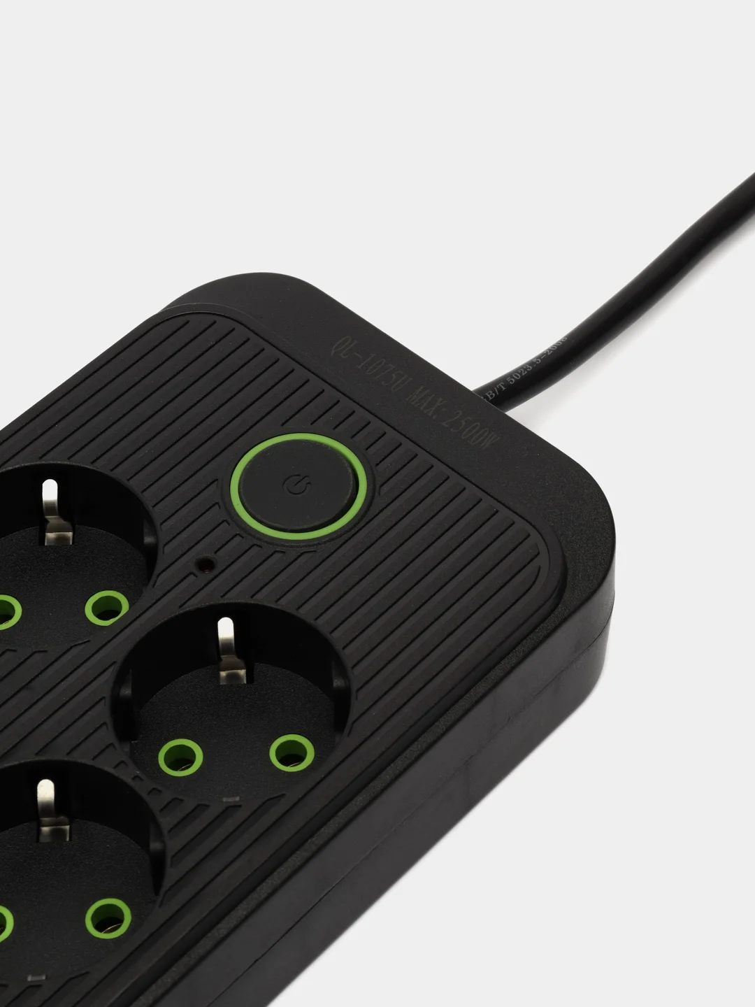 Удлинитель сетевой (фильтр) 5 метров 6 розеток, с 4 USB и 1 Type-C портами и кнопкой, черный