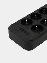 Удлинитель сетевой (фильтр) 5 метров 6 розеток, с 4 USB и 1 Type-C портами и кнопкой, черный
