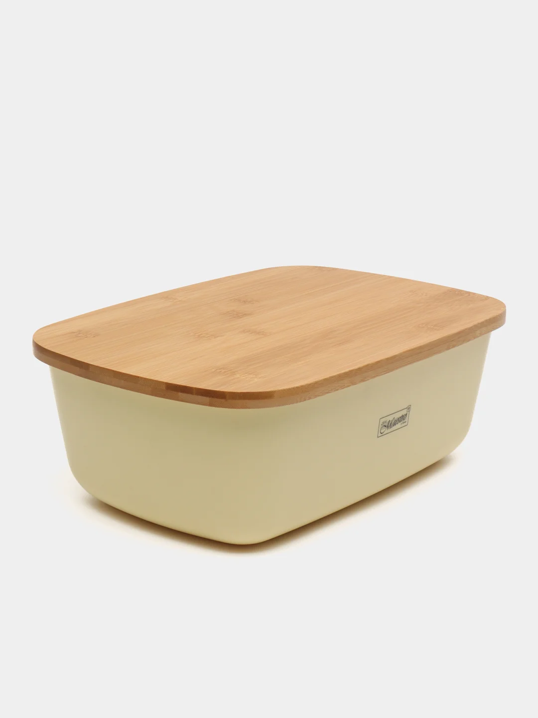 Хлебница Maestro MR-1776-IVORY, крышка бамбук, можно использовать как доску, 34,5 x 23,5 x 13 см