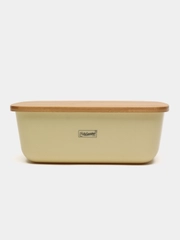 Хлебница Maestro MR-1776-IVORY, крышка бамбук, можно использовать как доску, 34,5 x 23,5 x 13 см