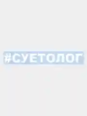 Белый наклейка на авто / машину / стекло "СУЕТОЛОГ" 25х3см