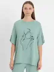 Мятный женский костюм брючный летний легкий  сингапур, с брюками палаццо,комплект двойка
