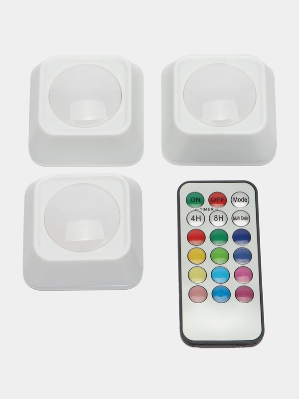 Беспроводные светодиодные лампы для шкафа, RGB, 3шт