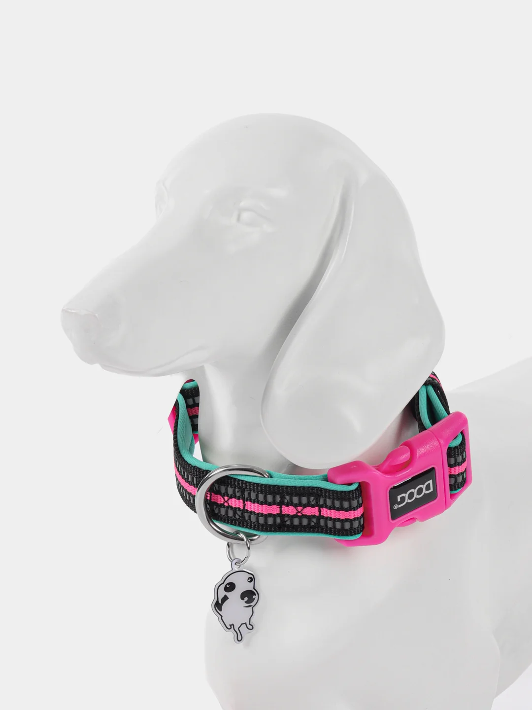 Ошейник для собак DOOG "NEON RIN TIN TIN", чёрно-розовый, M, 32-46см
