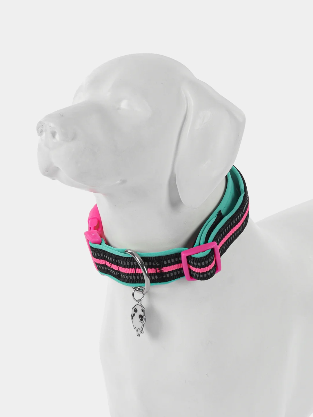 Ошейник для собак DOOG "NEON RIN TIN TIN", чёрно-розовый, L, 42-62см