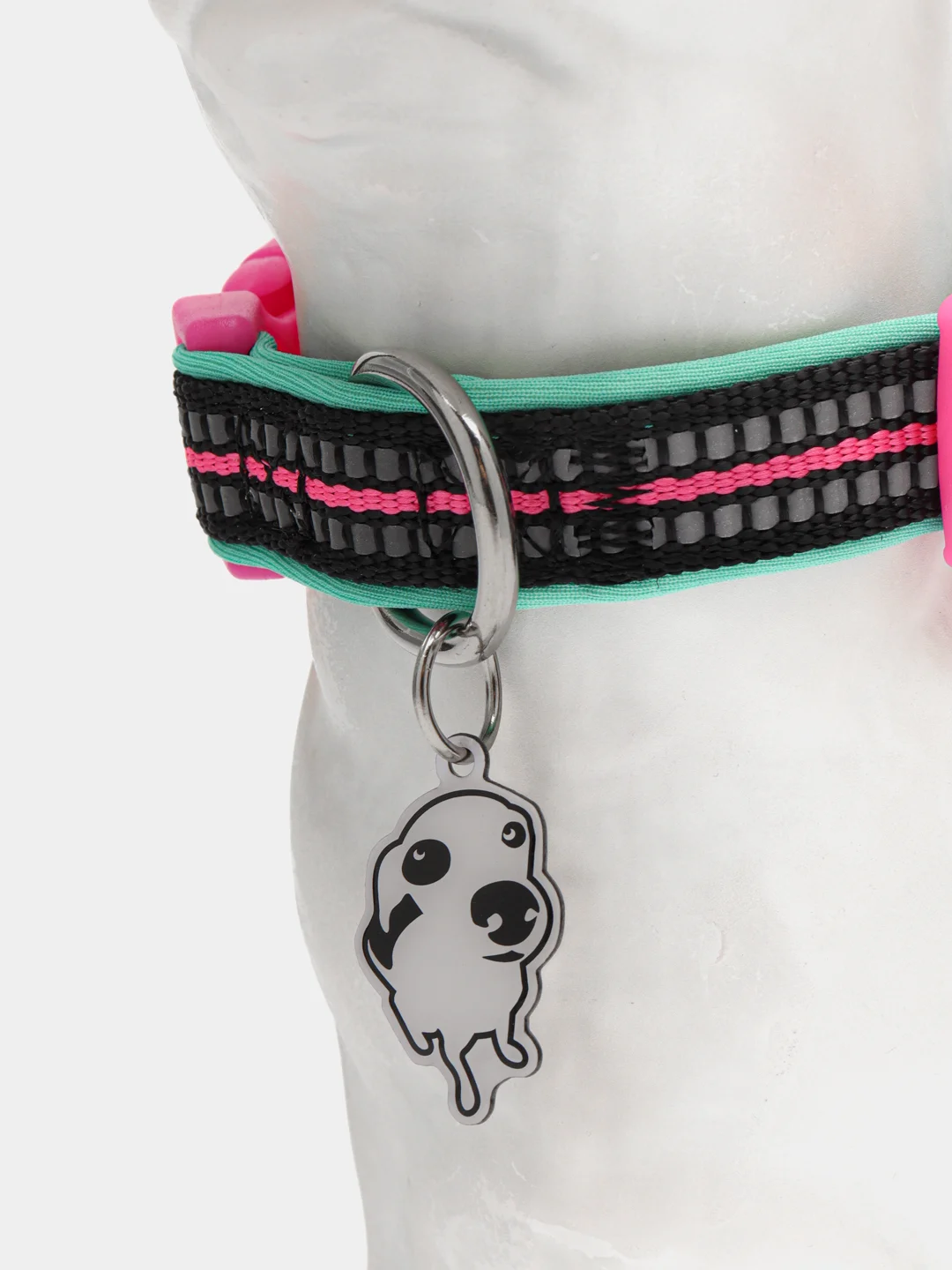 Ошейник для собак DOOG "NEON RIN TIN TIN", чёрно-розовый, S, 23-34см