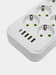 Белый сетевой фильтр 7 метров с 6 розетками 4 USB +1 Type-C 2500 Вт