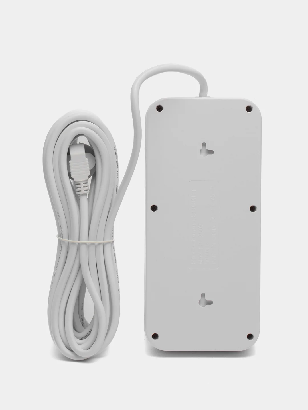 Белый сетевой фильтр 7 метров с 6 розетками 4 USB +1 Type-C 2500 Вт