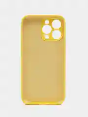 Желтый чехол для iPhone (Айфон) 12, 13, 14, Pro, Max, силиконовый + микрофибра, с защитой камеры