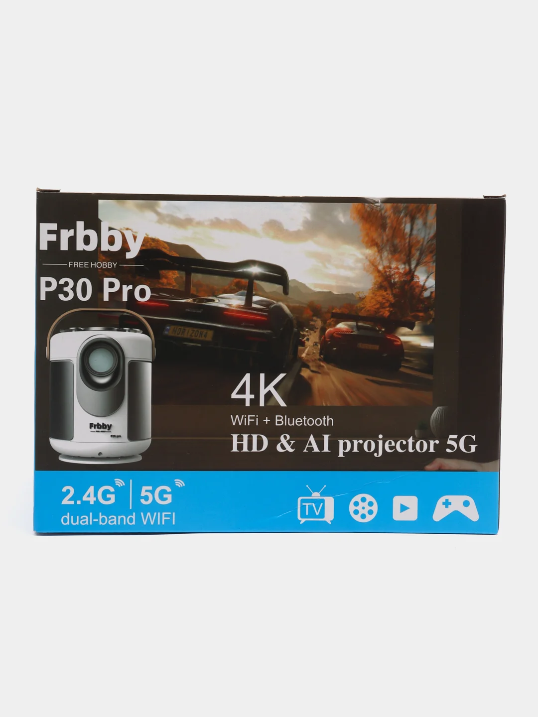 Серый домашний проектор для фильмов Frbby P30 PRO с HDMI, Wi-Fi, Bluetooth, Android