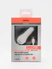 Автомобильное зарядное устройство Micro-USB, NOBBY 018-001, 1.2А, 1.2м, белый