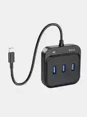 Переходник 4 в 1 Type-C 20см на 4 порта USB 3.0, Хаб Hoco HB31, ШИРОКАЯ СОВМЕСТИМОСТЬ